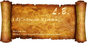 Lőrincze Bianka névjegykártya